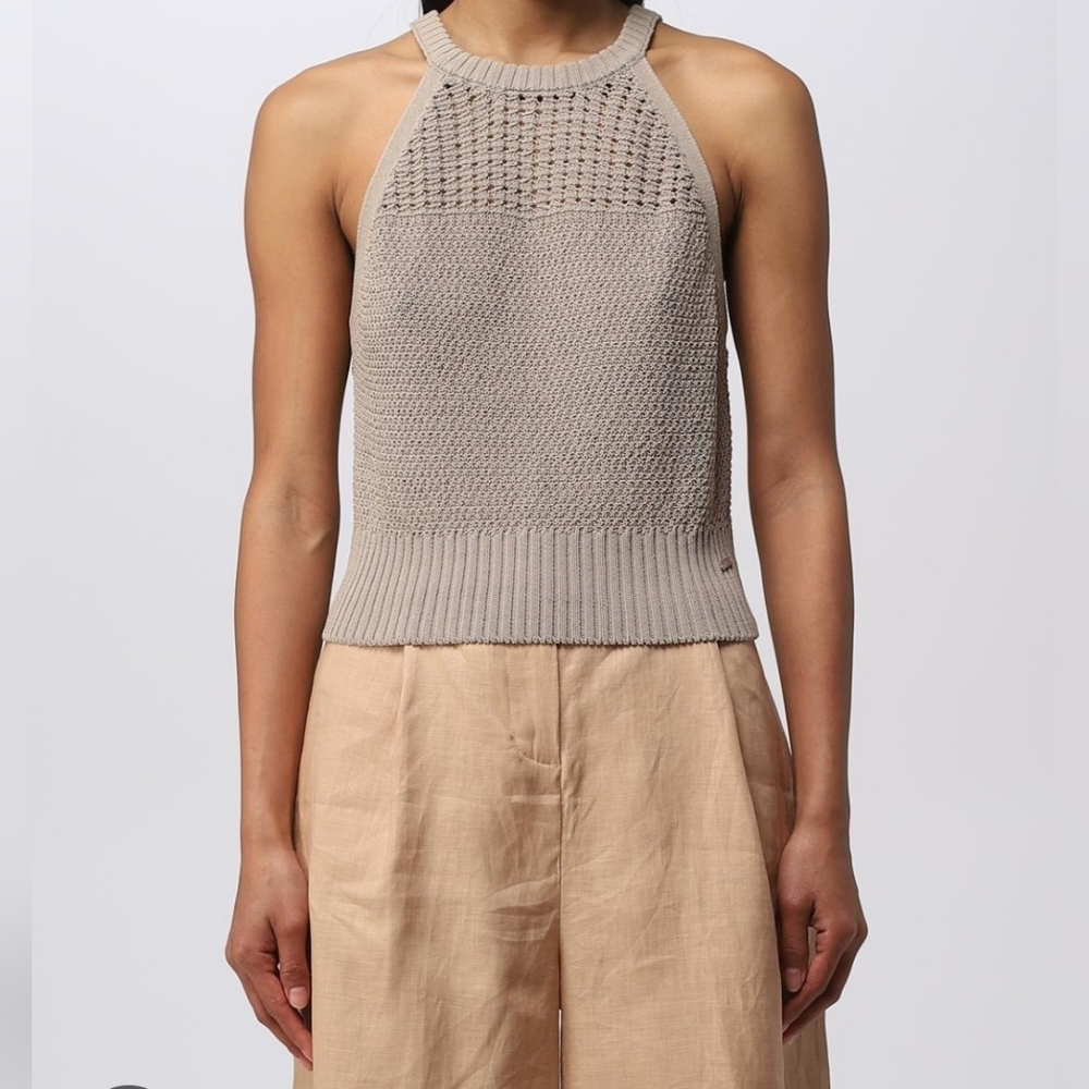 Armani Exchange Beige Knit Tank Top
